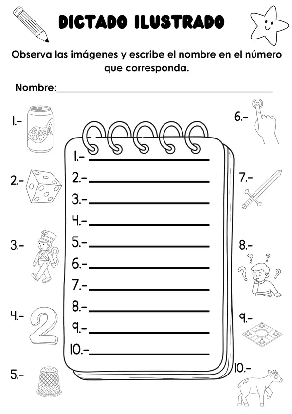Dictado ilustrado consonante letra D