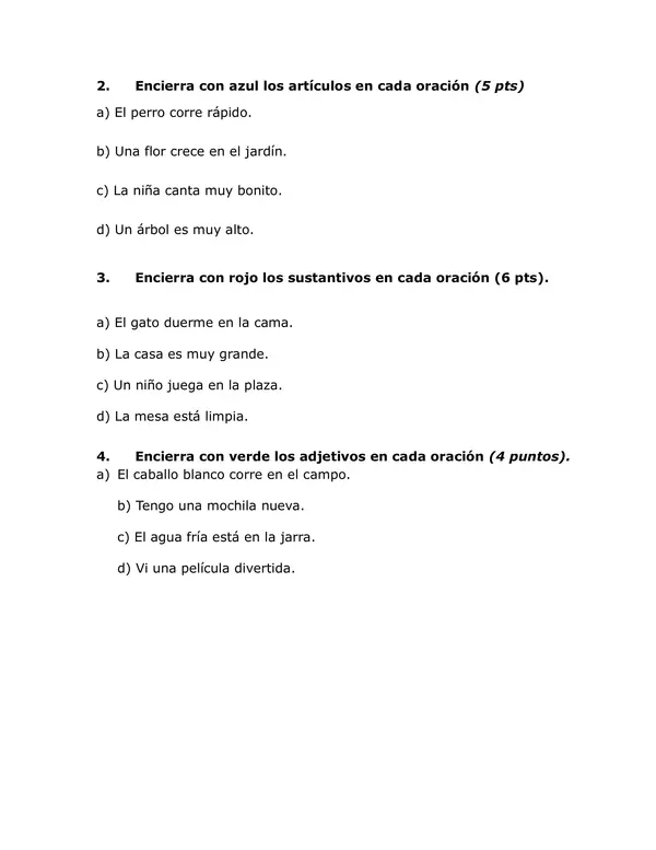 Artículos, Sustantivos y Adjetivos