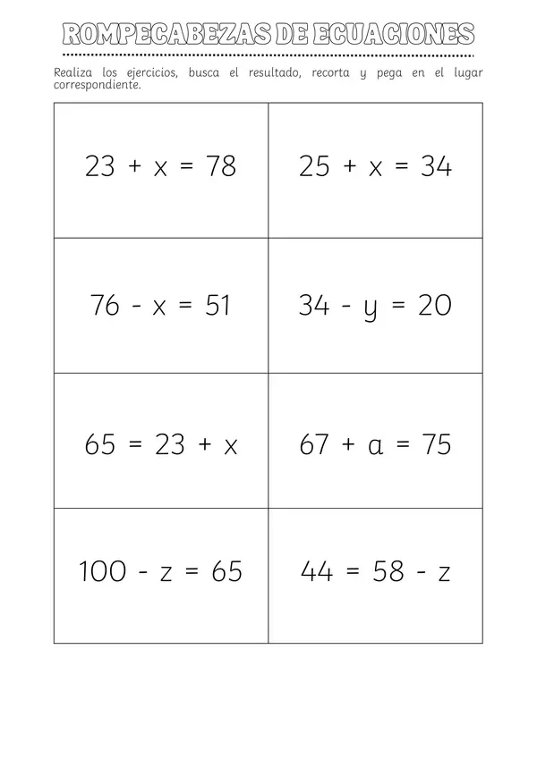 Rompecabezas ecuaciones 