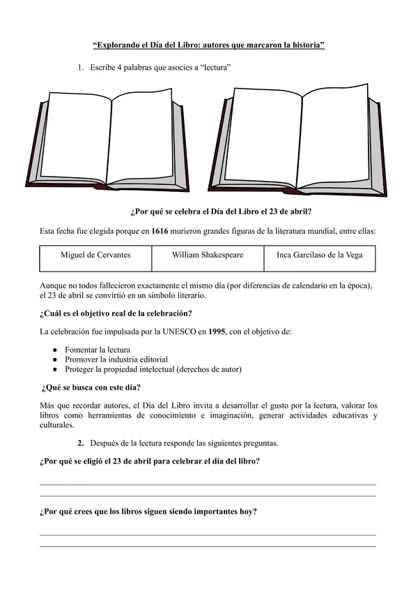 Pack Día del Libro: Actividades + Comprensión + Autores para colorear