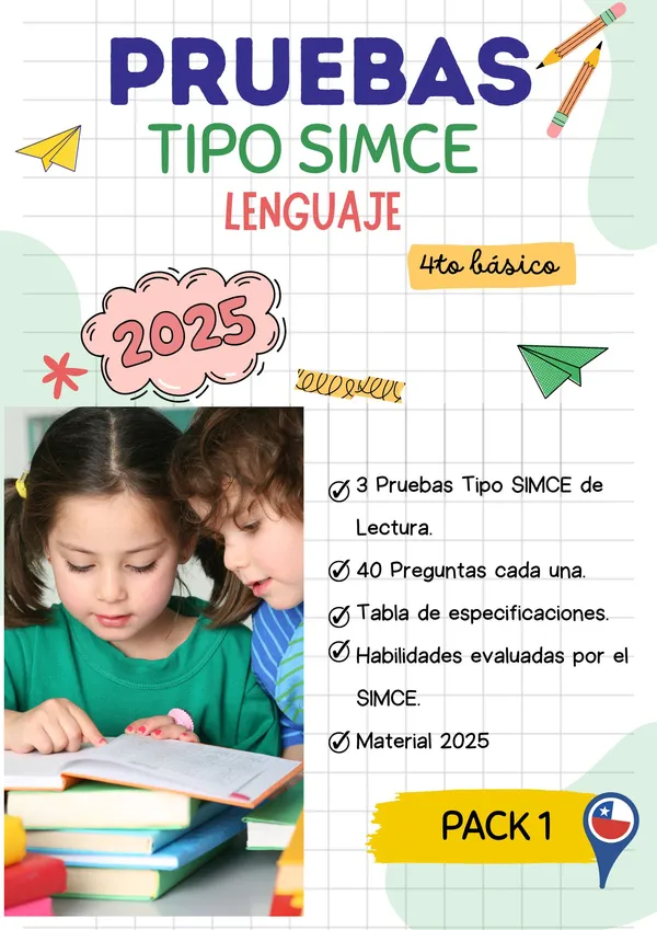 3 Pruebas Tipo SIMCE Lectura 4to Básico (incluye respuestas).