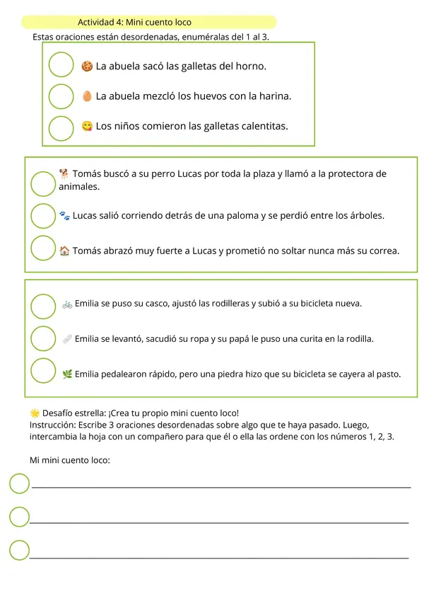 Orden Cronológico, Secuencias, lenguaje y Comunicación