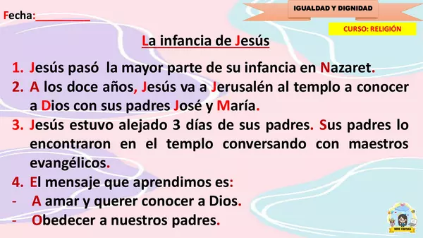 TEMA 2 - LA INFANCIA DE JESÚS