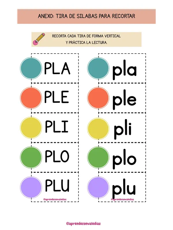 Tiras de lectura grupos consonánticos 