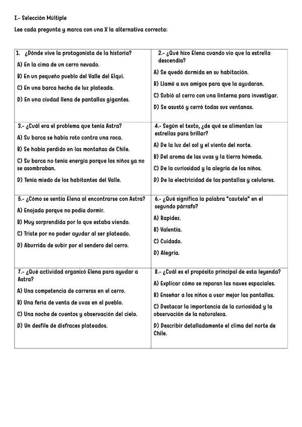 Comprension Lectora Cuarto Basico Lenguaje 