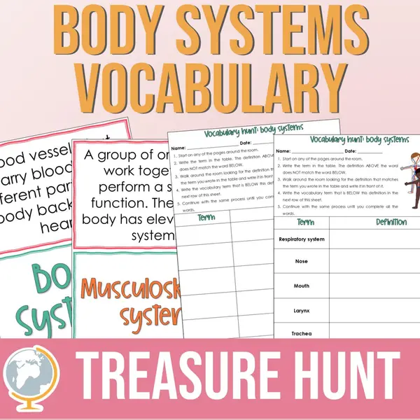 Body Systems Vocabulary Treasure Hunt
