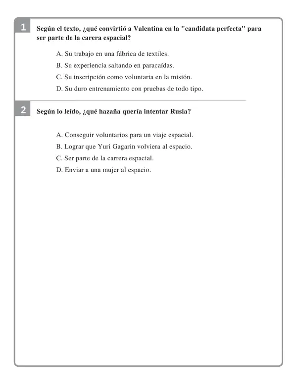 Texto tipo SIMCE - Valentina Tereshkova