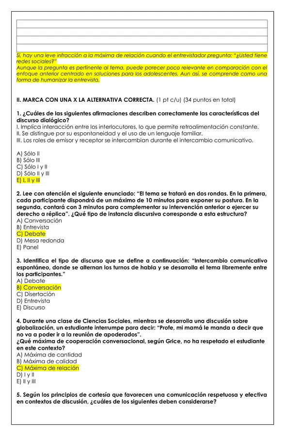 Prueba - Discurso dialógico (Lengua y literatura) 