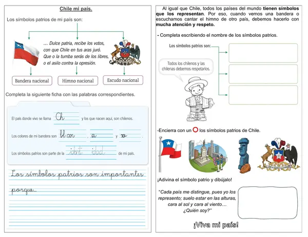 Guía 1° básico "Chile mi país, símbolos patrios"