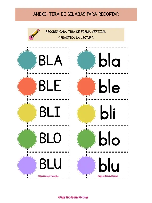 Tiras de lectura grupos consonánticos 
