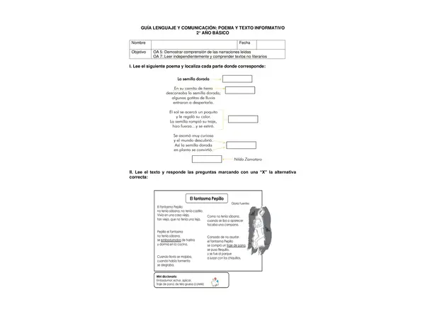 Poema y texto informativo 2° básico