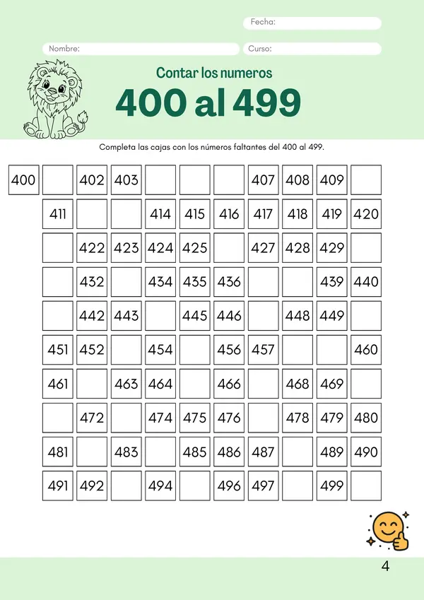 Set de escritura "los números del 0 al  999