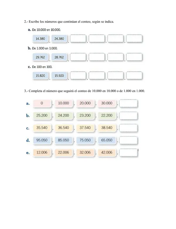 Refuerzo de contenidos de valor posicional, secuencias numéricas y orden de números