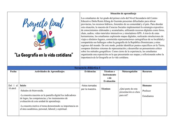 Plan de clase: "La Geografía"