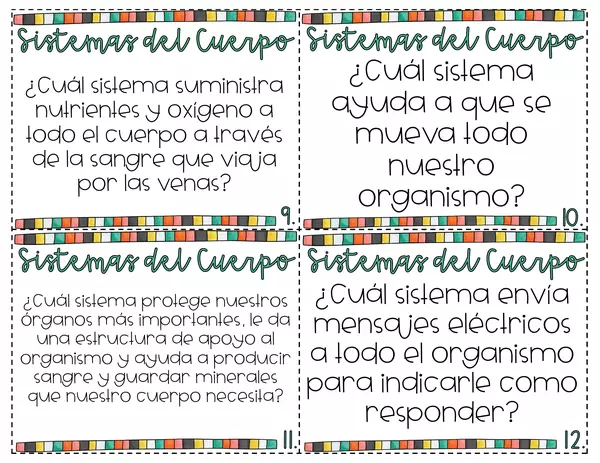 Los sistemas del cuerpo. Preguntas opción múltiple