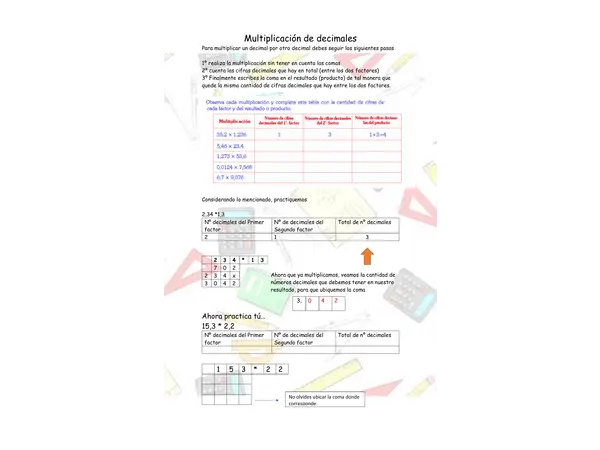 multiplicación de decimales 