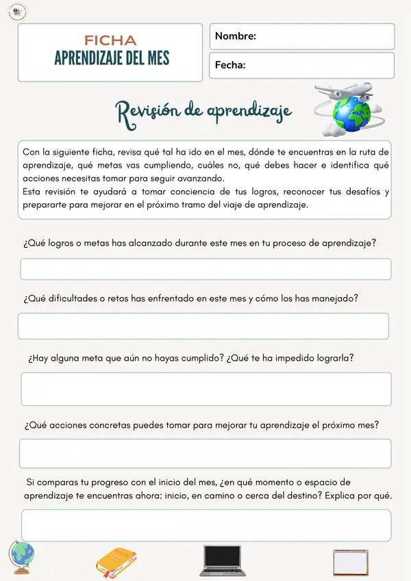 Ficha de aprendizaje del mes