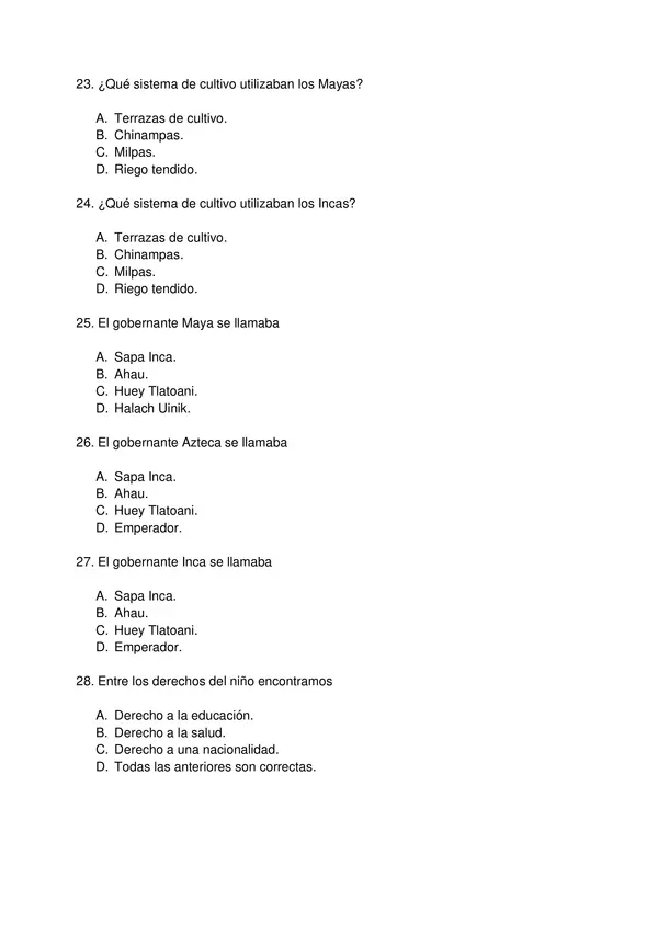  PRUEBA DIAGNOSTICO, HISTORIA, QUINTO BASICO CON SOLUCIONES