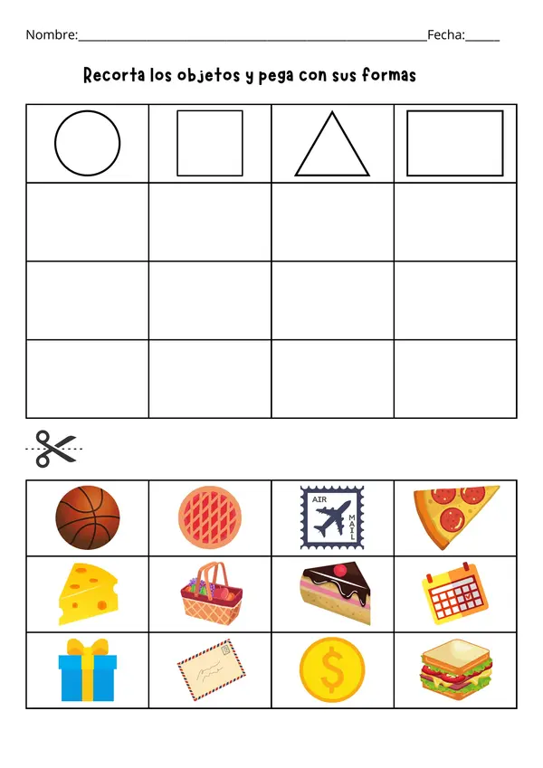 Set de actividades de formas geométricas matemática primer año Básico.