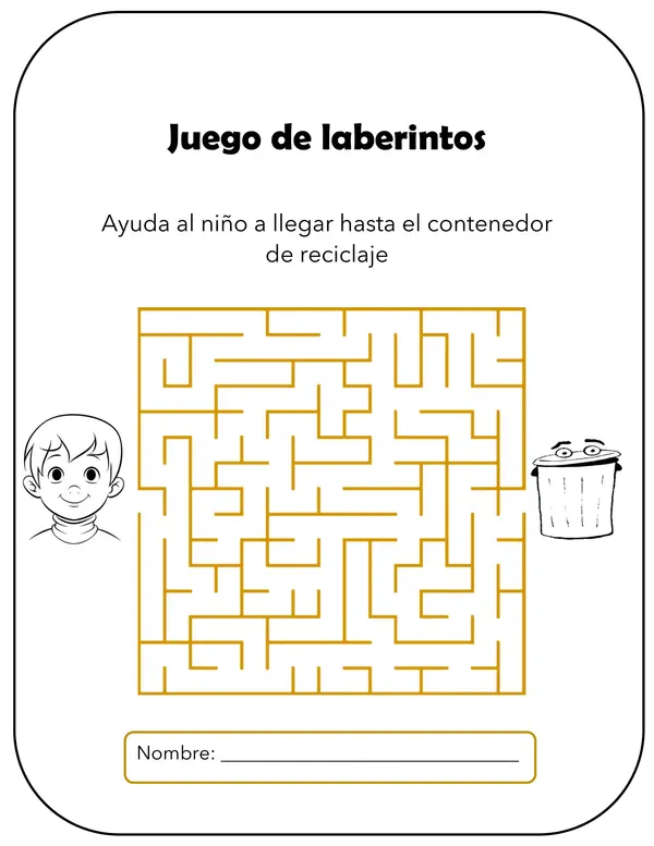Cuaderno de Actividades, Juegos de laberintos sobre el reciclaje