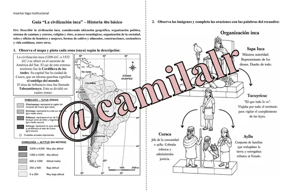 Guía de Historia:  La civilización inca - 4to básico 
