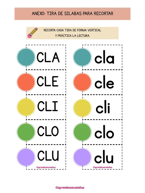 Tiras de lectura grupos consonánticos 
