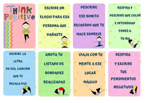 Actividad tarjetas "Pienso, leo, escribo un pensamiento positivo"