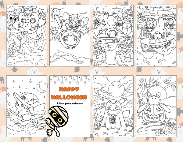 Pokemon Halloween: libro para colorear