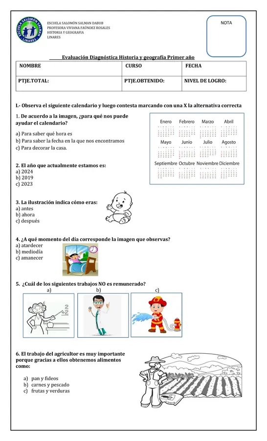 Diagnóstico historia 1ºBásico