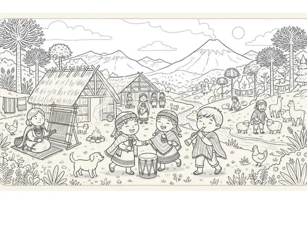 Cultura mapuche para colorear