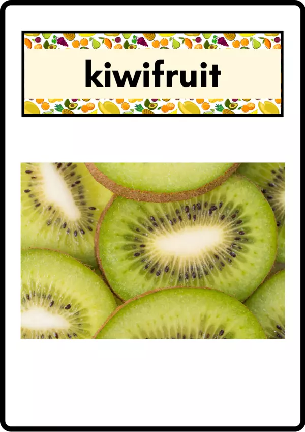 Flash Cards vocabulario de las Frutas en inglés Kiwifruit