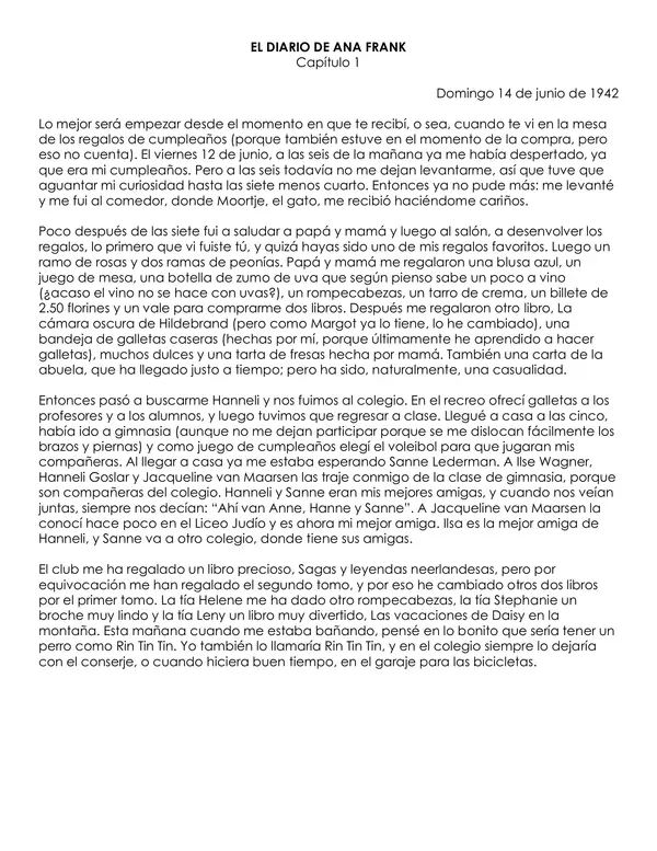 5° Capítulo 1: El diario de Ana Frank 