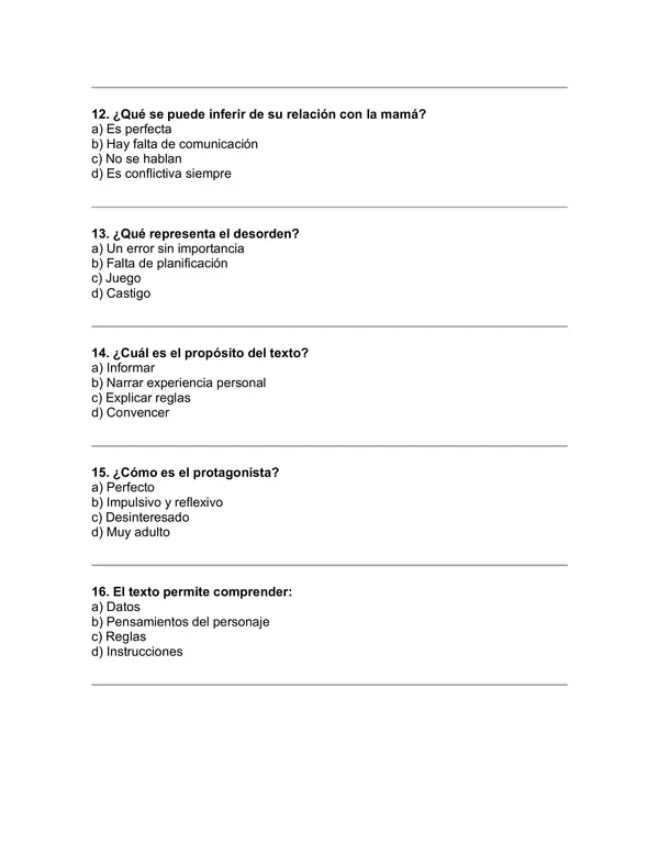 Prueba del libro "Papelucho" (Marcela Paz)
