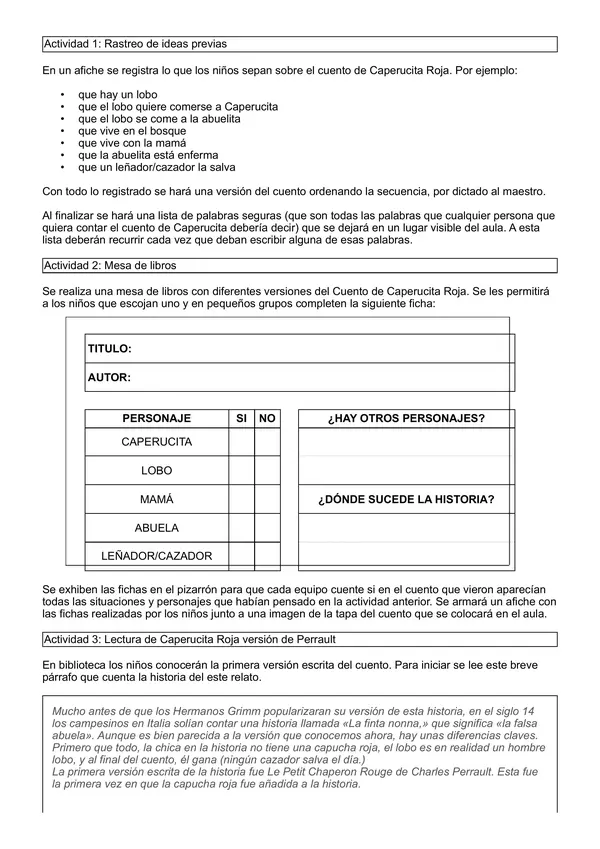 Seguimiento de personaje Caperucita Roja