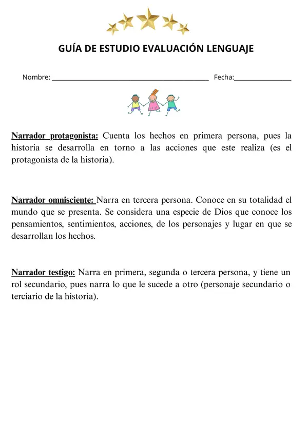 Guía Tipos de Narradores y Vocabulario