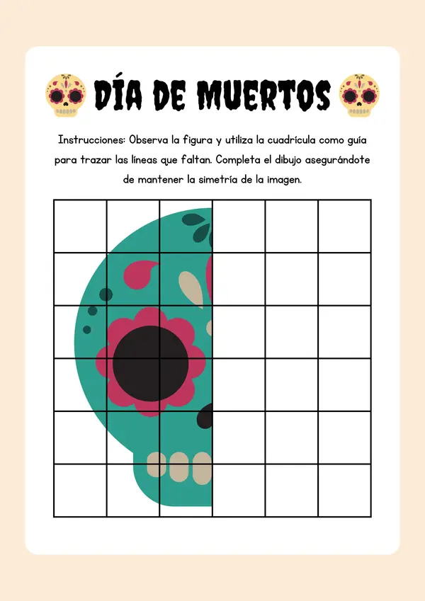 Dibujo simetría temática Día de muertos