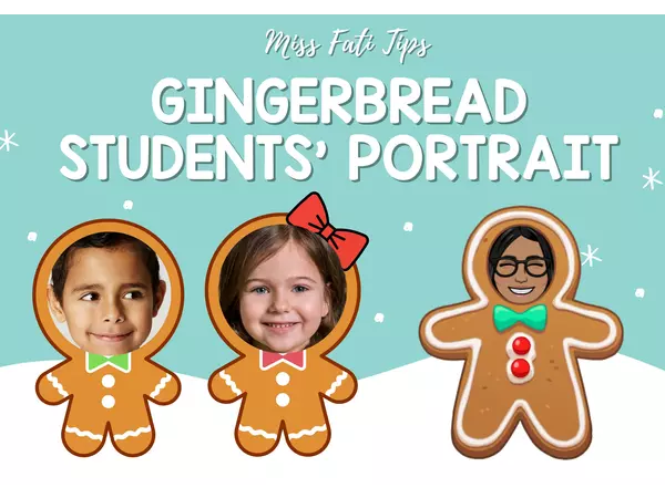 Gingerbread students portrait (Marco navideño de muñeco de jengibre)