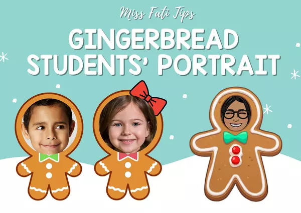 Gingerbread students portrait (Marco navideño de muñeco de jengibre)