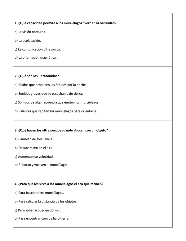 Comprensión lectora: Artículo informativo - ¿Por qué los murciélagos ven en la oscuridad?