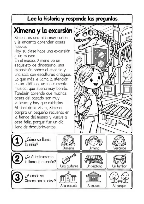 Ficha 36 de comprensión lectora para primeros lectores | Actividad con texto y preguntas