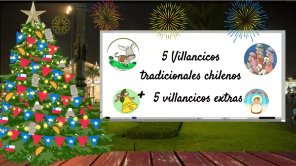Villancicos navideños en aula virtual navideña chilena