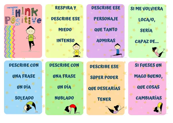Actividad tarjetas "Pienso, leo, escribo un pensamiento positivo"