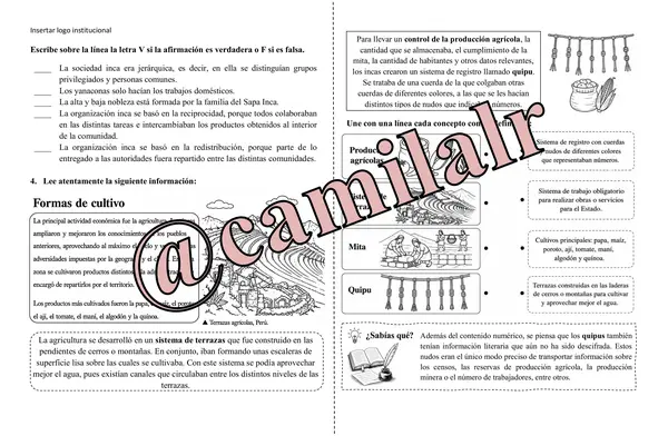 Guía de Historia:  La civilización inca - 4to básico 