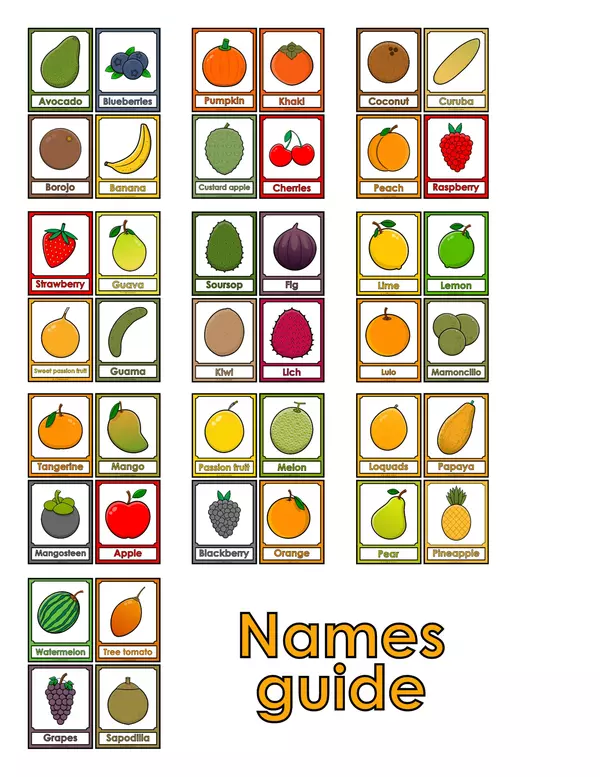 Task Cards Fruits Food Healthy Color Cut Coloring 