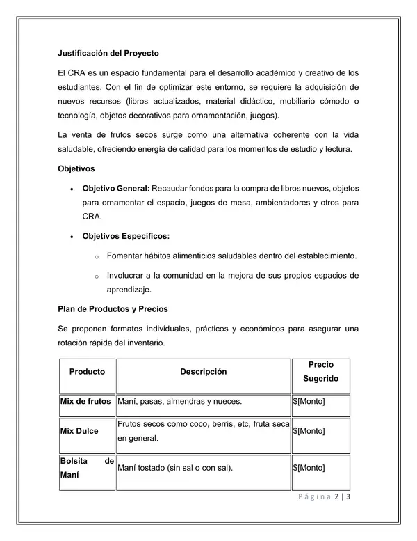 Propuesta de venta en espacio CRA