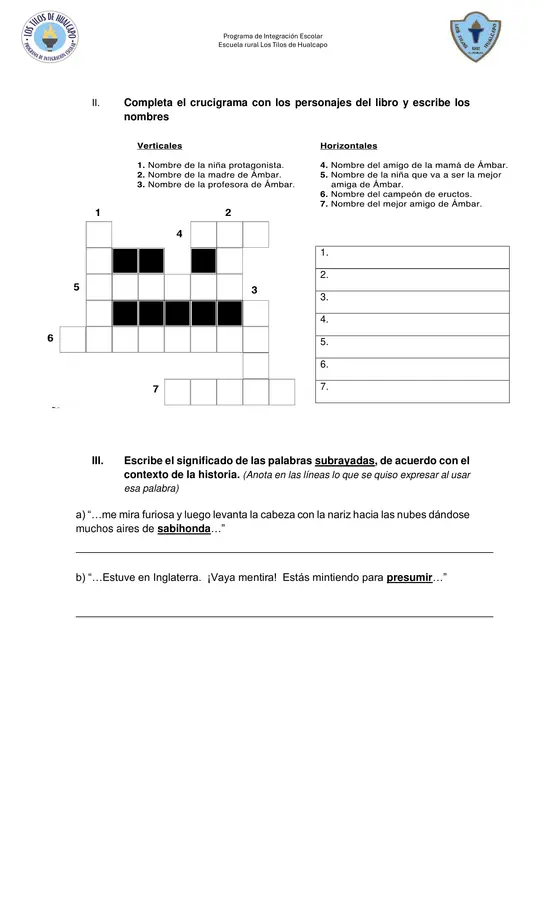 Guía de comprensión lectora. Lectura domiciliaria 
