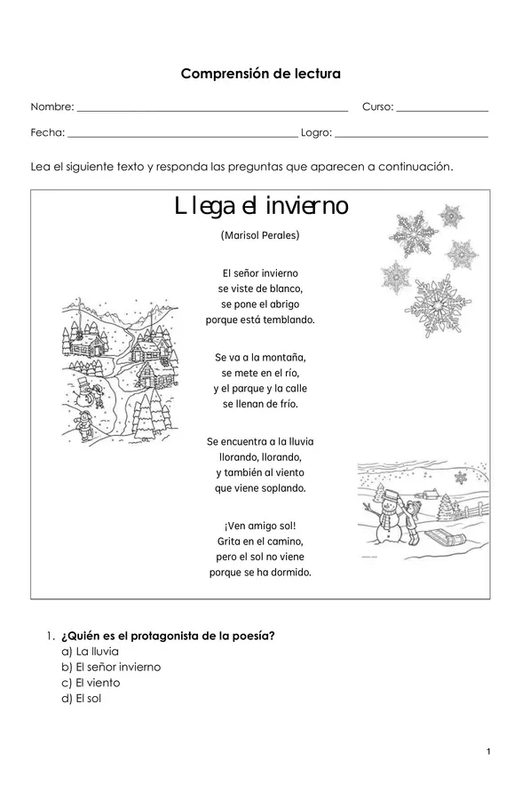Comprensión de lectura (Poemas)