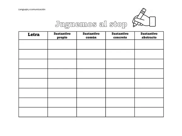 Juego stop (bachillerato) de sustantivos