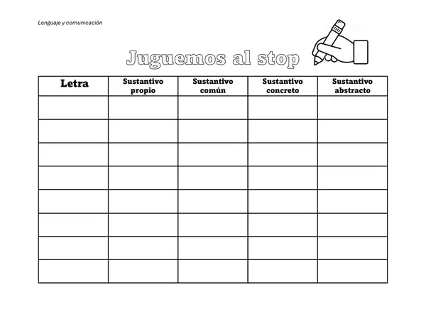 Juego stop (bachillerato) de sustantivos