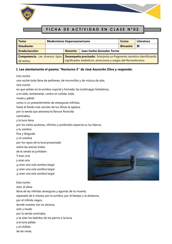 Modernismo hispanoamericano (Nocturno III, José Asunción Silva)